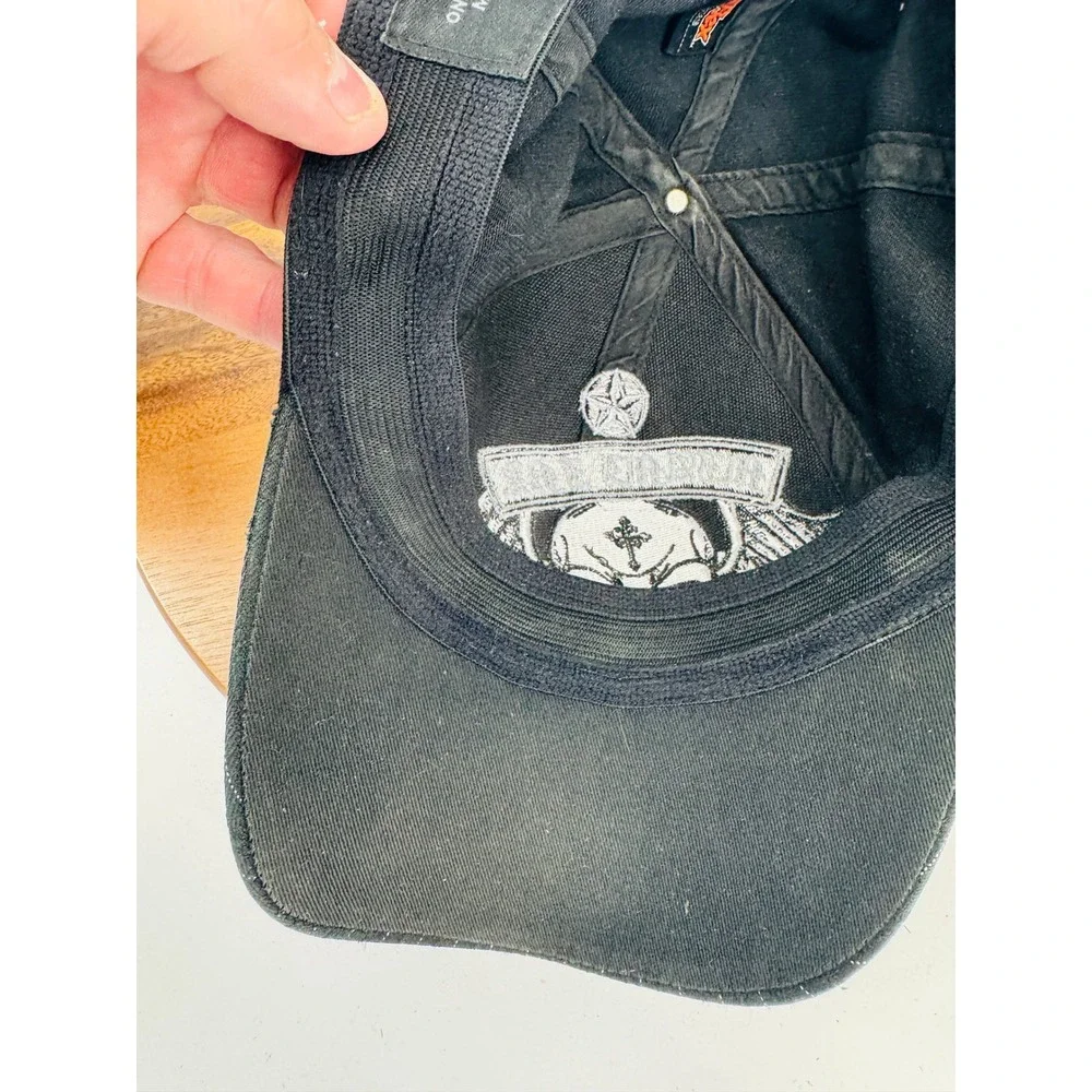Miami Ink Tattoo Hat Mens OS Black Brown Skull Pinstripe TekerFlex Cap